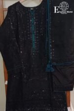 Fashion World - Organza Black Sequens Luxury Stitched 3 Piece Suit | D#24 - Image 7