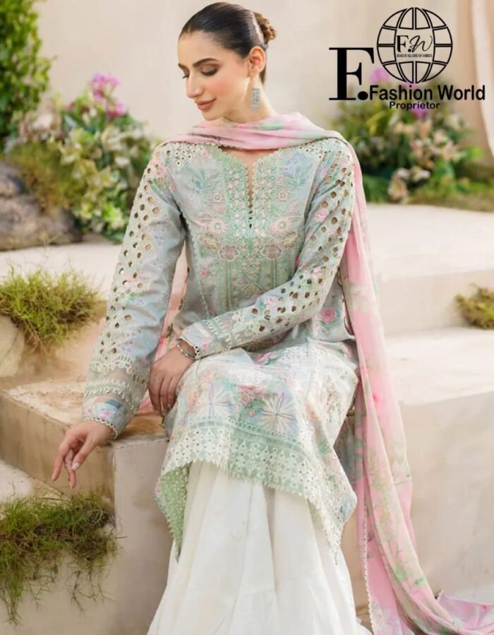 Iznik SFL-07 Chikankari Embroidered Lawn Suit - Image 6