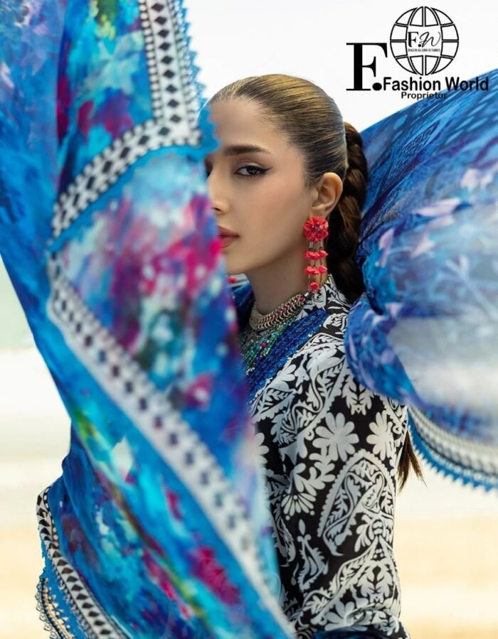 Zainab Chottani Tahra Embroidered Lawn 3-Piece Unstitched Suit – D-07 Bella | Luxury Collection 2025 - Image 12