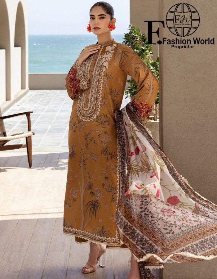 Zainab Chottani Embroidered Lawn 3-Piece Unstitched Suit – ZC25TL D-06 RAHMA | Luxury Collection 2025 - Image 4