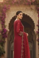 Luxury Red Organza Embroidered-Sitiched 3-Piece Suit | Heavy Embroidered With Pearl Handwork | Wedding Outfit - Image 4