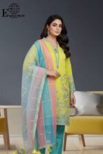 Semi Formal Organza Embroidered Suit | Banarsi Zari Trouser Stitched 3Piece D#29 - Image 2