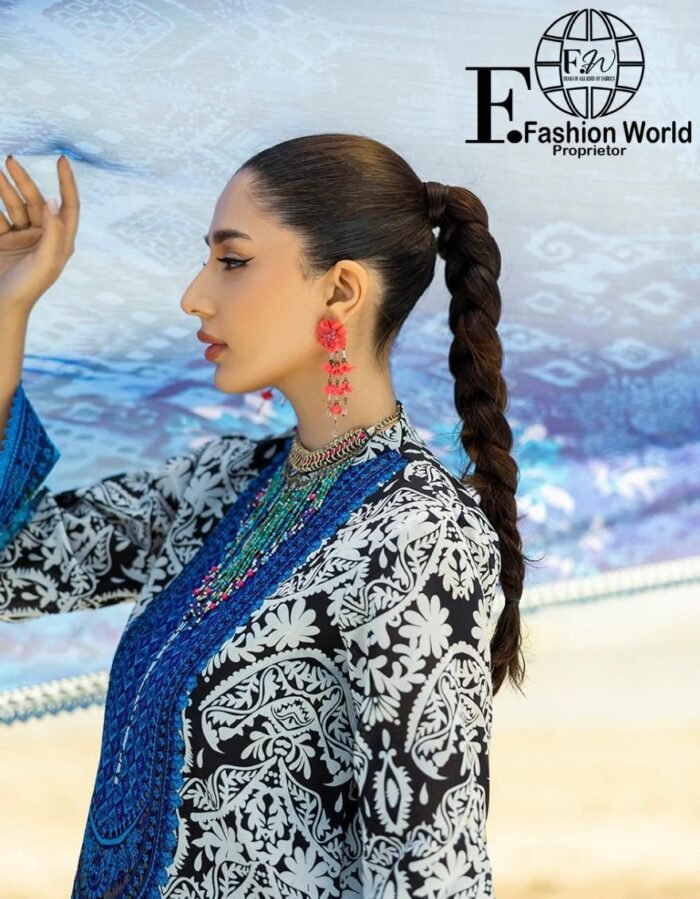 Zainab Chottani Tahra Embroidered Lawn 3-Piece Unstitched Suit – D-07 Bella | Luxury Collection 2025 - Image 11