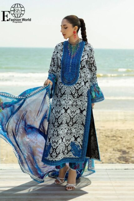 Zainab Chottani Tahra Embroidered Lawn 3-Piece Unstitched Suit – D-07 Bella | Luxury Collection 2025