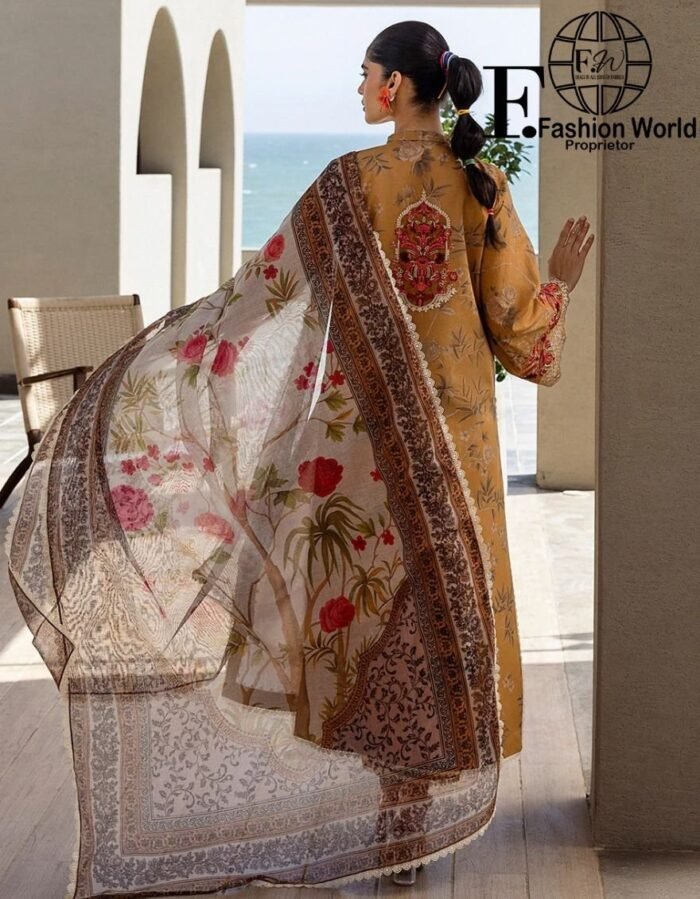 Zainab Chottani Embroidered Lawn 3-Piece Unstitched Suit – ZC25TL D-06 RAHMA | Luxury Collection 2025 - Image 3