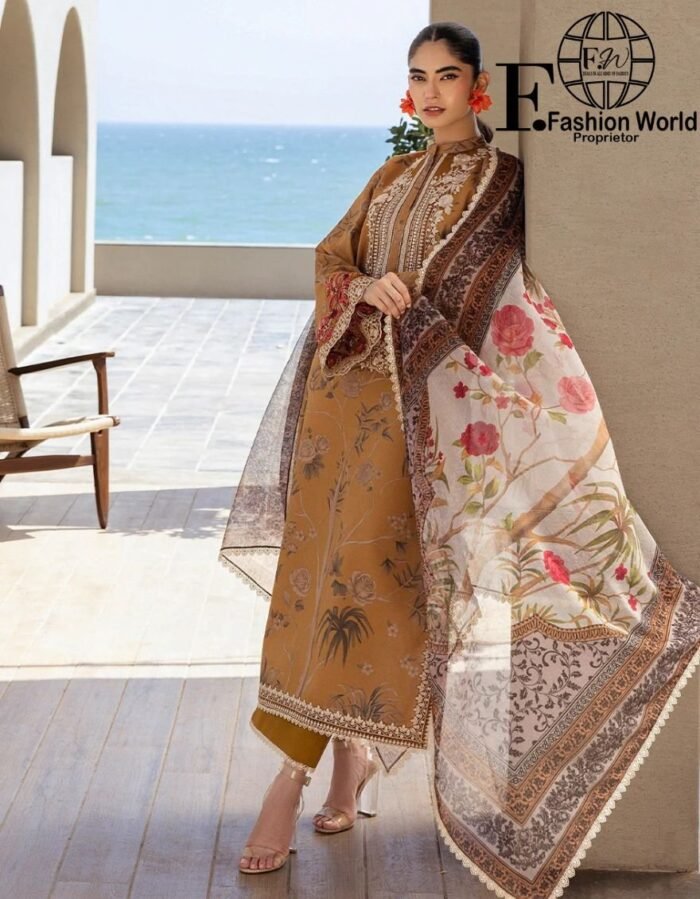 Zainab Chottani Embroidered Lawn 3-Piece Unstitched Suit – ZC25TL D-06 RAHMA | Luxury Collection 2025 - Image 12
