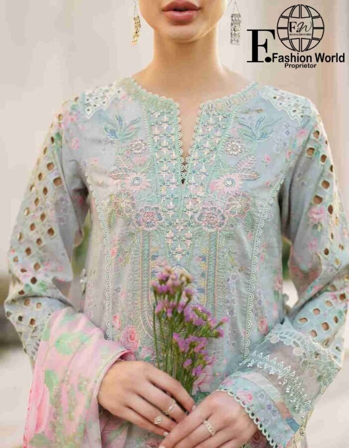 Iznik SFL-07 Chikankari Embroidered Lawn Suit - Image 5