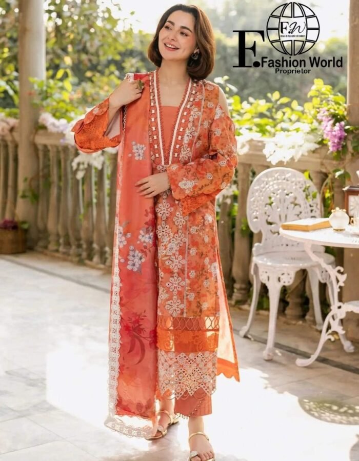 Unstitched 3 Piece Asifa & Nabeel Embroidered Collection - Image 1