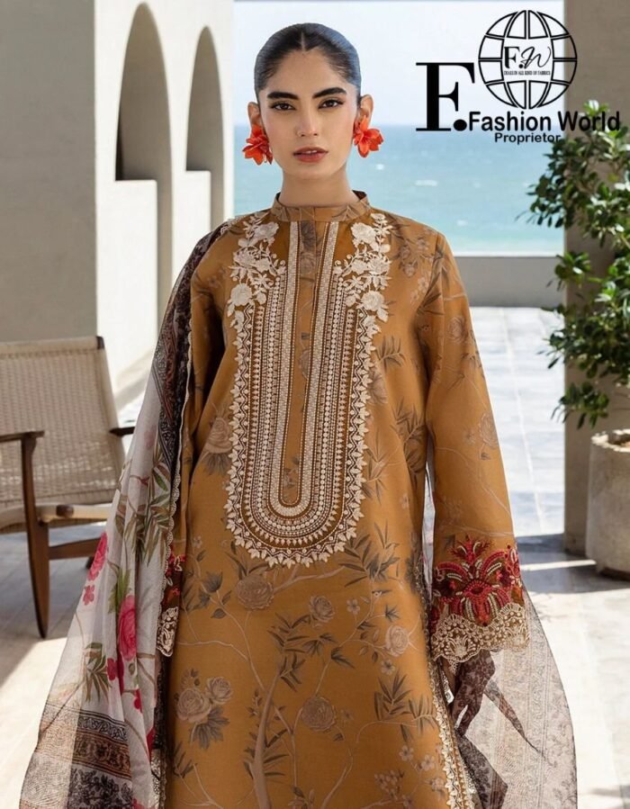 Zainab Chottani Embroidered Lawn 3-Piece Unstitched Suit – ZC25TL D-06 RAHMA | Luxury Collection 2025 - Image 11
