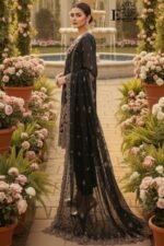 Luxury Black Organza Embroidered-Sitiched 3-Piece Suit | Heavy Embroidered With Stone Handwork | Wedding Outfit - Image 6