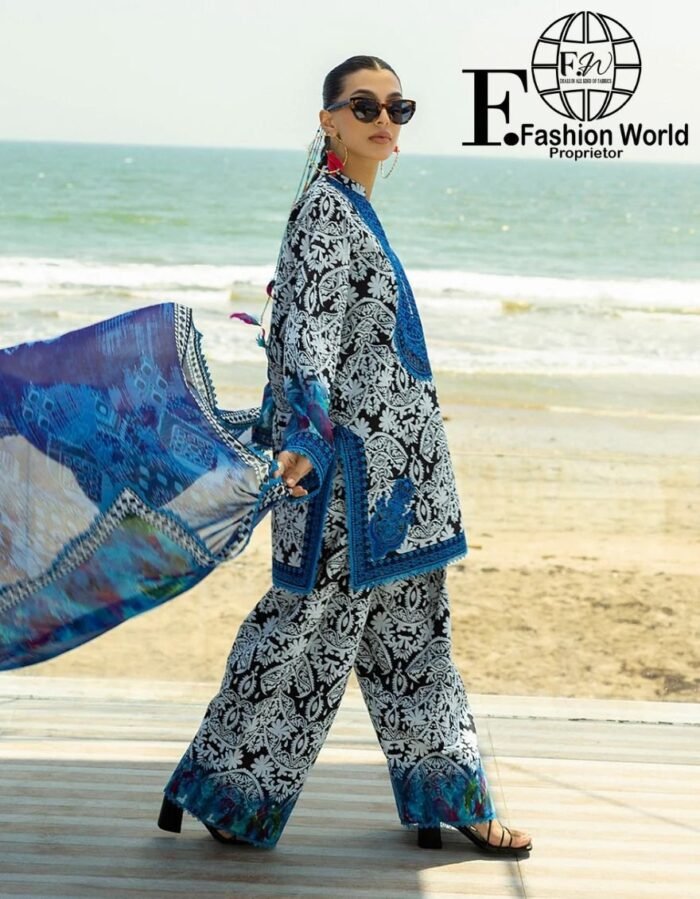 Zainab Chottani Tahra Embroidered Lawn 3-Piece Unstitched Suit – D-07 Bella | Luxury Collection 2025 - Image 5