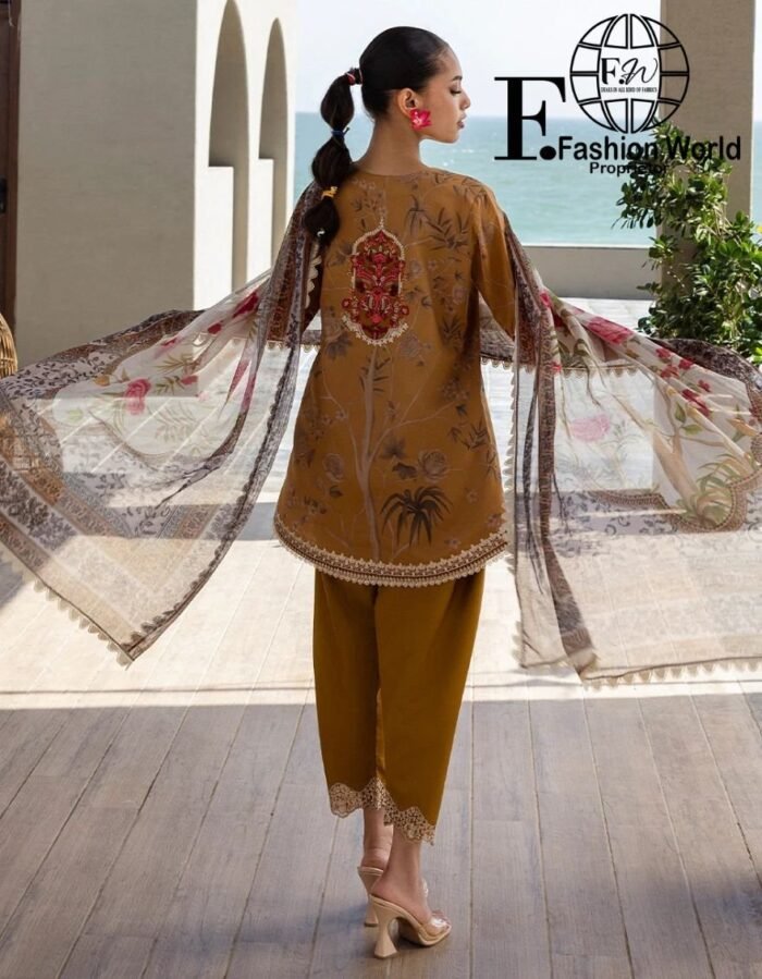 Zainab Chottani Embroidered Lawn 3-Piece Unstitched Suit – ZC25TL D-06 RAHMA | Luxury Collection 2025 - Image 10
