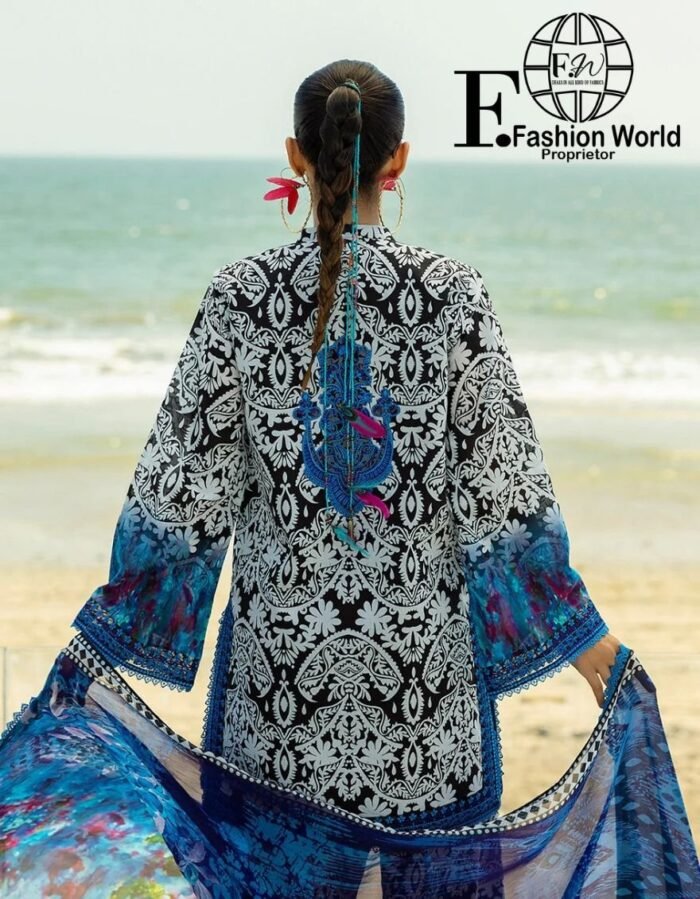 Zainab Chottani Tahra Embroidered Lawn 3-Piece Unstitched Suit – D-07 Bella | Luxury Collection 2025 - Image 4