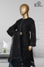 Stitched 3 Piece Organza Black Sequence - Image 2