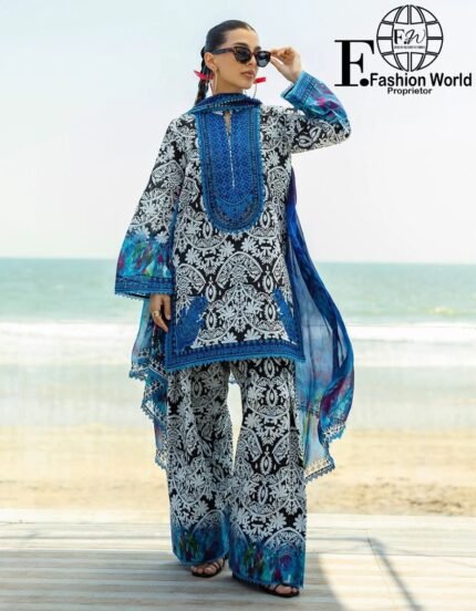 Zainab Chottani Tahra Embroidered Lawn 3-Piece Unstitched Suit – D-07 Bella | Luxury Collection 2025
