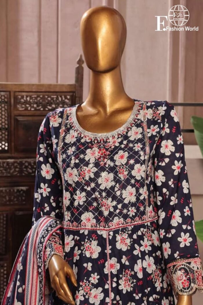 Luxury Embroidered Frock 3 PC - Image 3