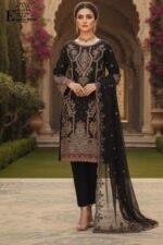 Black Organza Embroidered-Sitiched 3-Piece Suit | Heavy Embroidered With Pearl Handwork | Wedding Outfit