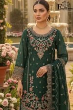 Kai Green-Organza Embroidered-Stitched 3-Piece Suit | Heavy Embroidered With Stone Handwork | Wedding Outfit - Image 2