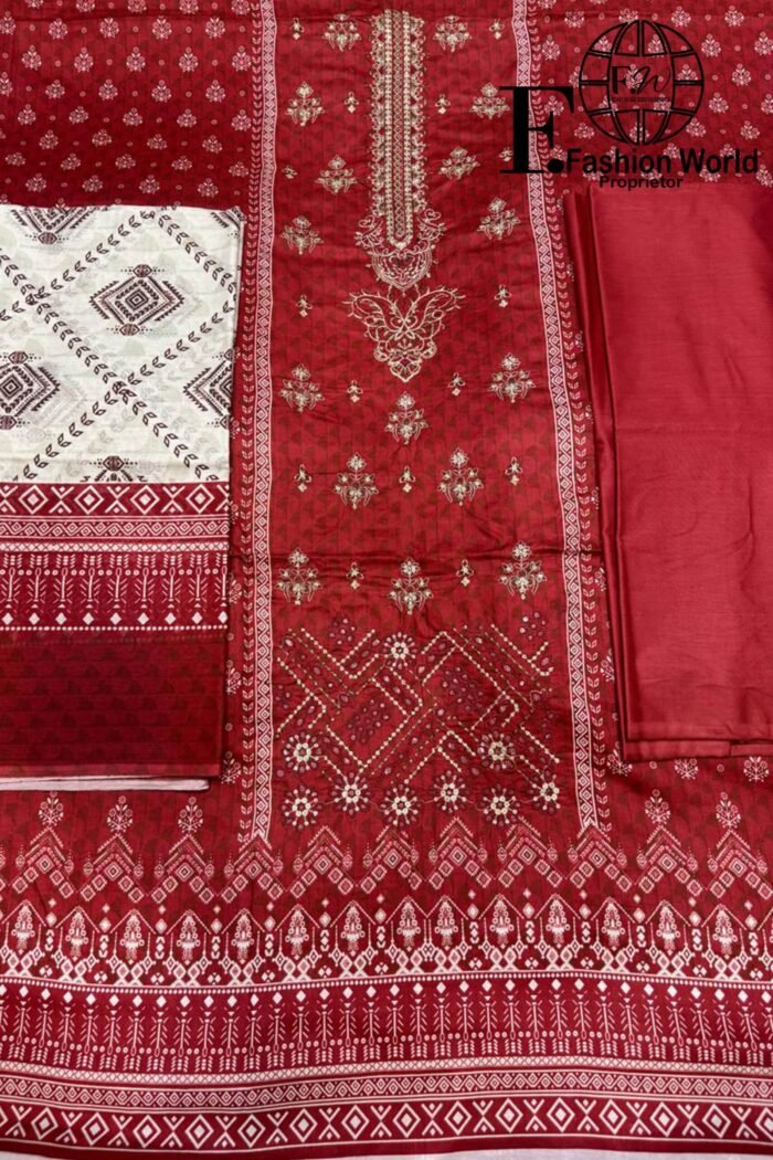 Bin Saeed Embroider 3 Piece Unstitched - Image 3