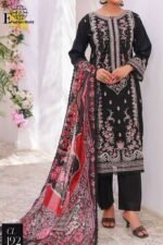 Unstitched Jacquard Lawn Embroidered Suit – 3 Piece | Luxury Appliqué Work | Digital Silk Dupatta | Cambric Trouser