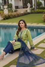 Semi Formal Embroidered – stitched 3 Piece Suit| Fancy Lace & Frill Design | Semi Formal - Image 6