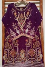 Organza Beautiful Handwork Stitched 3 Peice Raw Silk - Image 3