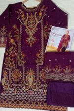 Organza Beautiful Handwork Stitched 3 Peice Raw Silk - Image 5