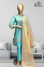 Stitched 3 Piece Embroidery Applique Work
