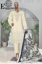Unstitched 3 Piece Chickenkari Embroidery