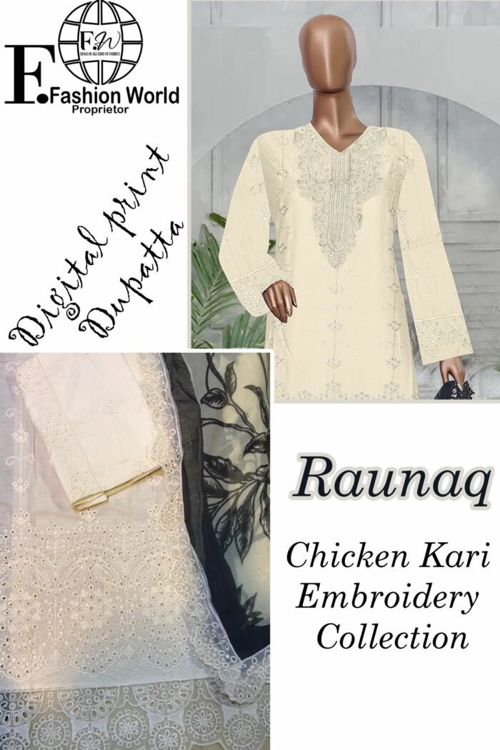 Unstitched 3 Piece Chickenkari Embroidery - Image 2