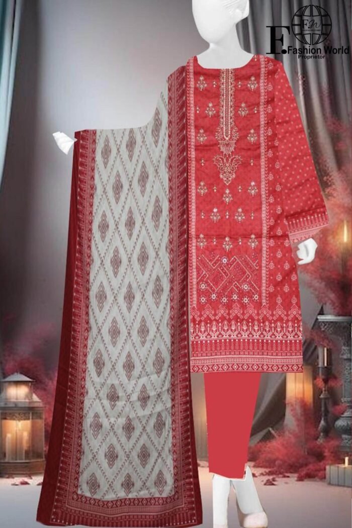Bin Saeed Embroider 3 Piece Unstitched - Image 1