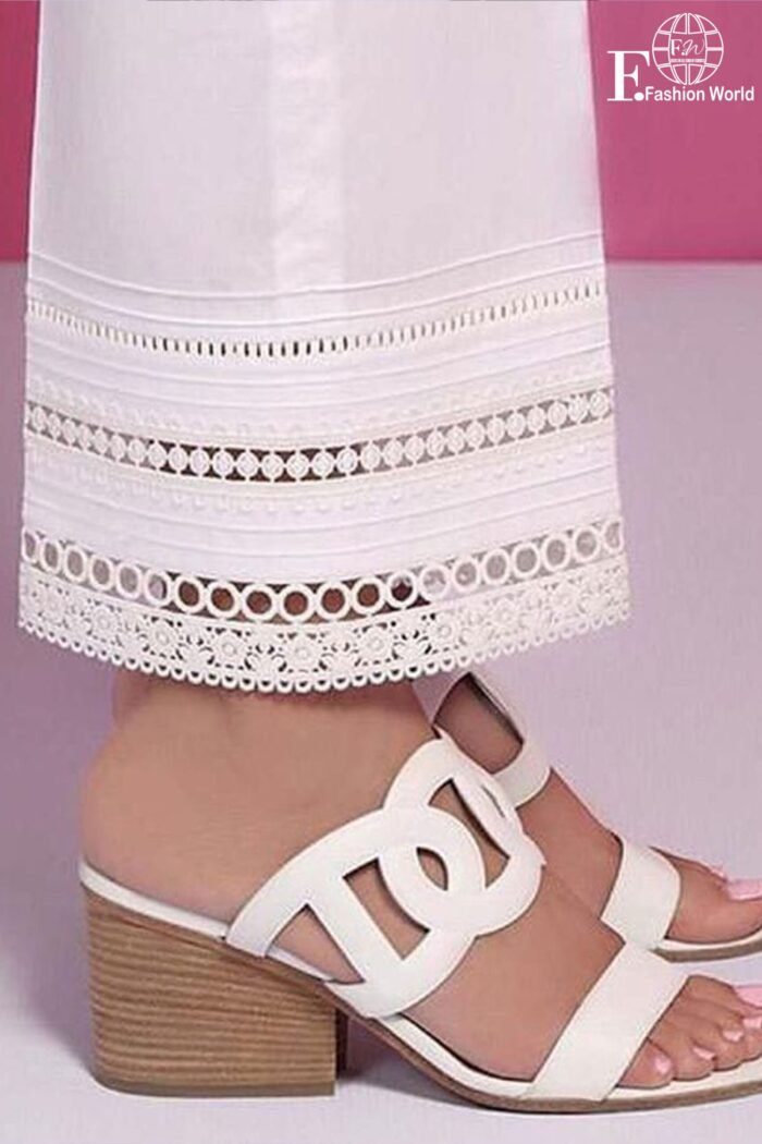 White SILK BASIC TROUSER - Image 1