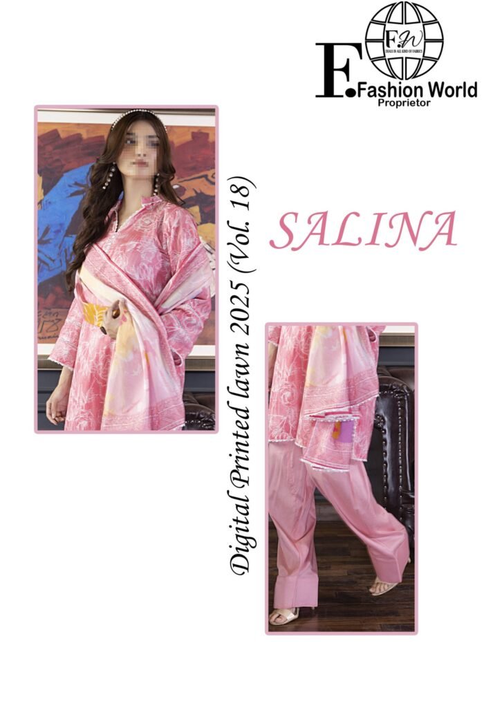 3 Piece SALINA Digital Printed Lawn Vol 18 - Image 2