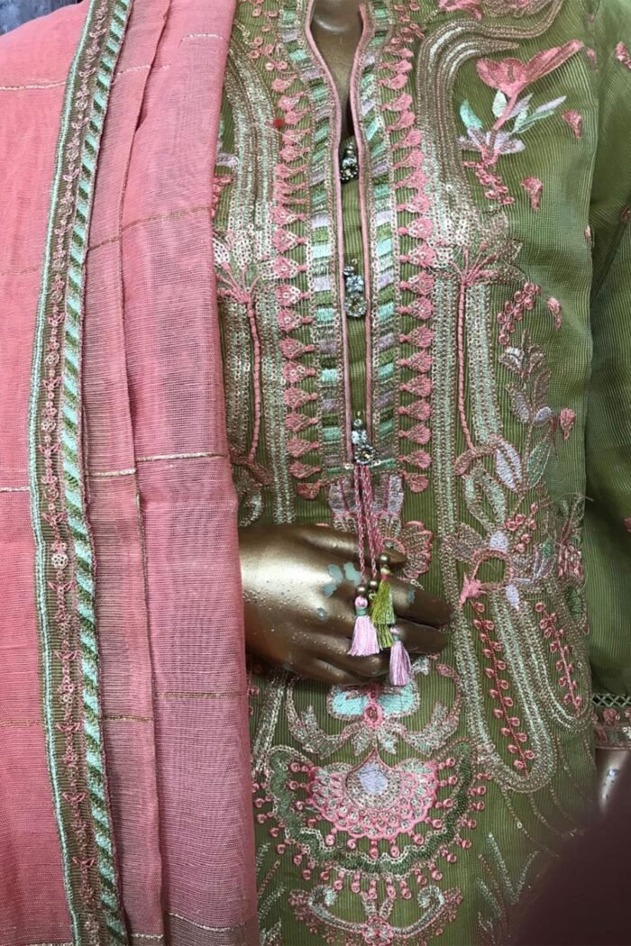 Net Sequnce Embroidered Stitched 3 Piece - Image 4