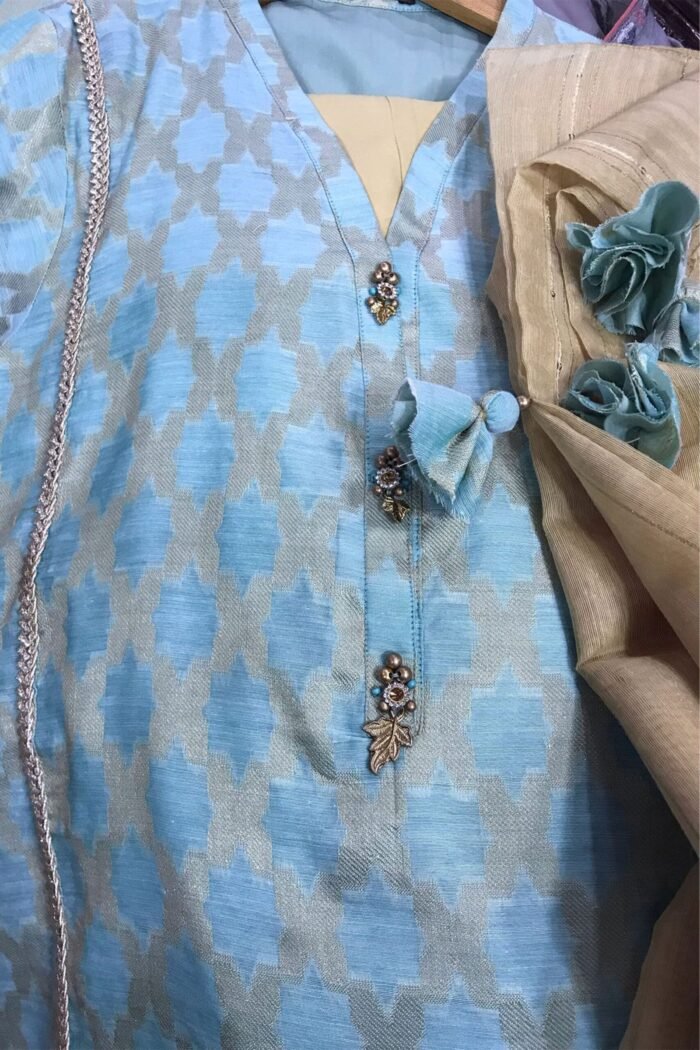Jacquard Cotton Stitched 3 Piece - Image 4