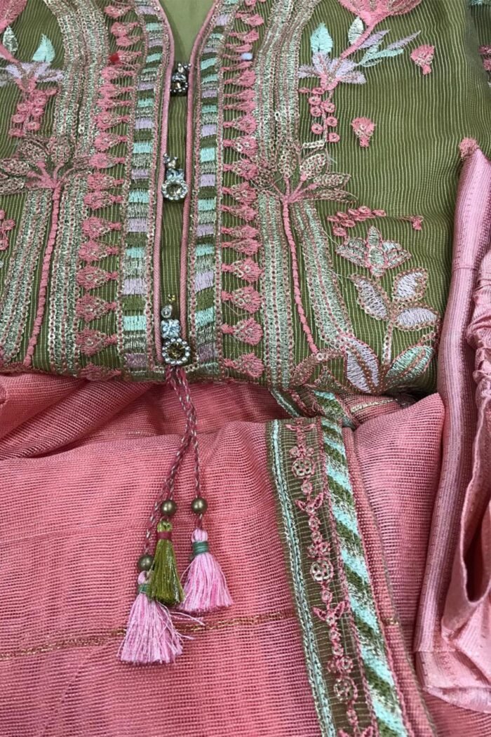 Net Sequnce Embroidered Stitched 3 Piece - Image 5