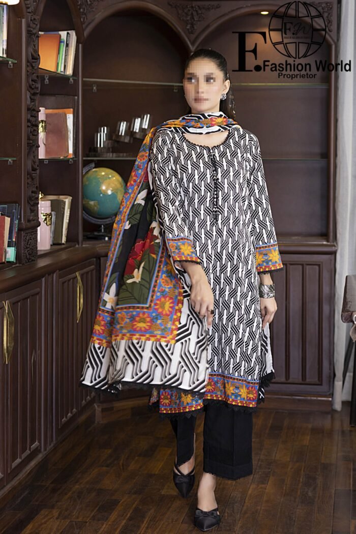 3 Piece SALINA Digital Printed Lawn Vol 18 - Image 1