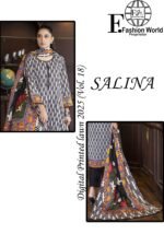 3 Piece SALINA Digital Printed Lawn Vol 18 - Image 3