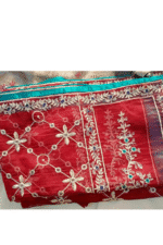 Silver Zari Organza Embroidered 2 Piece | Stitched | Sequence Work | Frill Design | Heavy Jaar Dupatta - Image 4