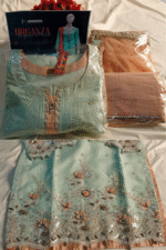 3D Organza Flower Embroidery Stitched 3Pc - Image 3