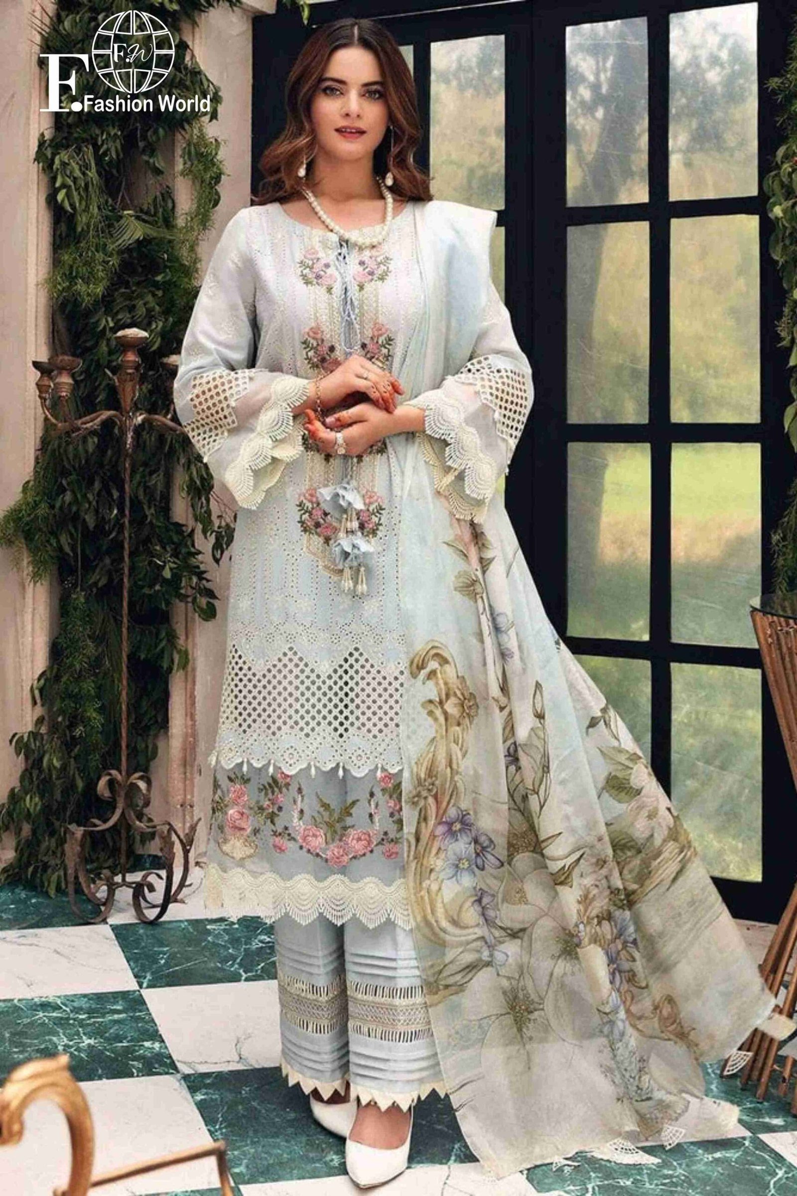 ELAF Pearl Charm – Elegant Chikankari Lawn Formal Unstitched 3-Piece Lawn embroidered Suit D#444 - Image 1