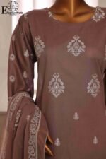 ROUNQ Luxury Cambric Lawn Wedding Unstitched 3-Piece Lawn embroidered Suit D#527 - Image 4