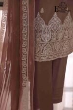 ROUNQ Luxury Cambric Lawn Wedding Unstitched 3-Piece Lawn embroidered Suit D#527 - Image 3