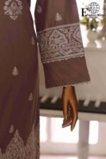 ROUNQ Luxury Cambric Lawn Wedding Unstitched 3-Piece Lawn embroidered Suit D#527 - Image 5