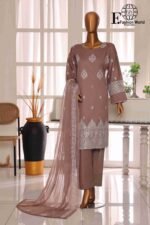 ROUNQ Luxury Cambric Lawn Wedding Unstitched 3-Piece Lawn embroidered Suit D#527