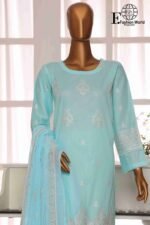 ROUNQ Luxury Cambric Lawn Wedding Unstitched 3-Piece Lawn embroidered Suit D#527 - Image 2