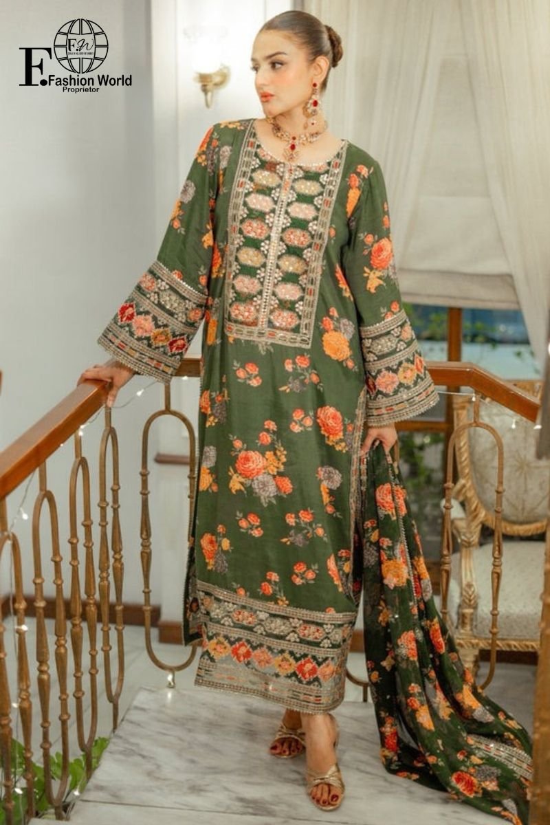 ANEELAS (4) Aneelas - Embroidered Digital Printed Lawn | 3-Piece Unstitched Suit | Designer Lawn collection | SHF0174 - Image 1