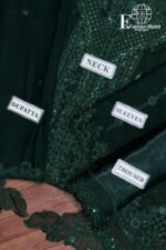 JUGNU- Heavy Embroiderd Luxury 3 Piece Unstitched Suit With Plain Dyed Trouser - Image 5