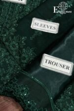 JUGNU- Heavy Embroiderd Luxury 3 Piece Unstitched Suit With Plain Dyed Trouser - Image 6