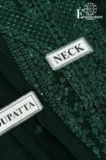 JUGNU- Heavy Embroiderd Luxury 3 Piece Unstitched Suit With Plain Dyed Trouser - Image 8